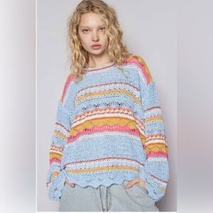 NWT POL BLUE MULTI-COLORED SWEATER